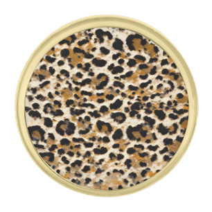 Painted Leopard Gold Finish Lapel Pin