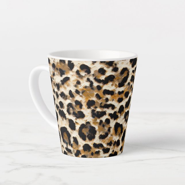 Painted Leopard Latte Mug (Left Angle)