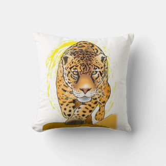 painted leopard or jaguar throw pillow