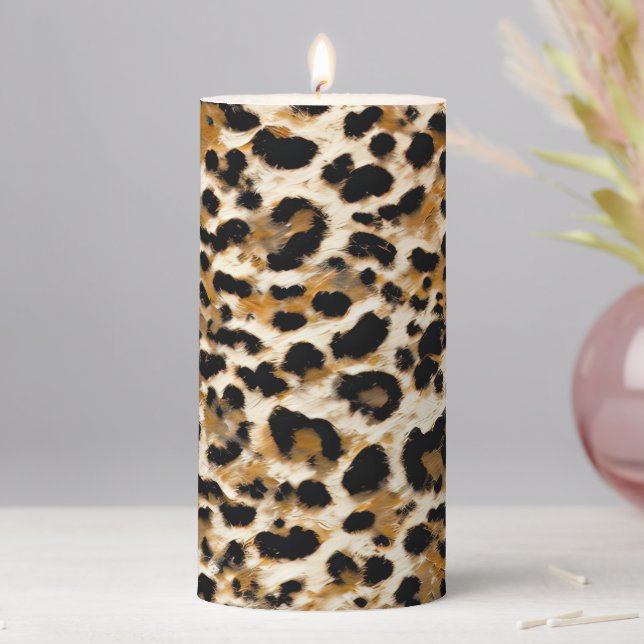 Painted Leopard Pillar Candle (In Situ)