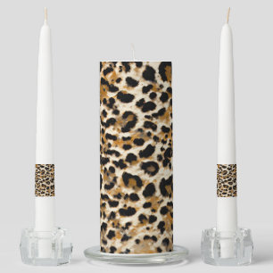Painted Leopard Unity Candle Set