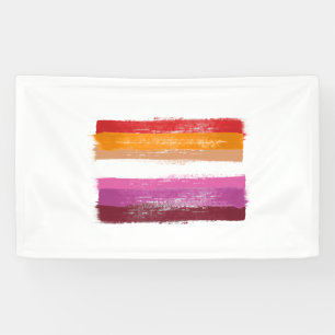 PAINTED LESBIAN PRIDE FLAG SUNSET STRIPES BANNER