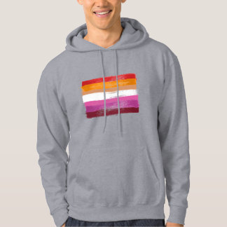 PAINTED LESBIAN PRIDE FLAG SUNSET STRIPES HOODIE