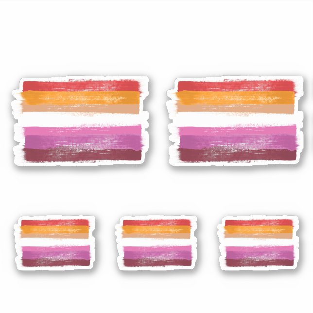 PAINTED LESBIAN PRIDE FLAG SUNSET STRIPES STICKER (Front)