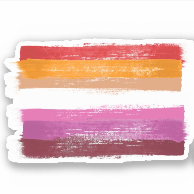 PAINTED LESBIAN PRIDE FLAG SUNSET STRIPES STICKER (Front)