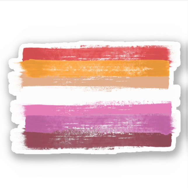 PAINTED LESBIAN PRIDE FLAG SUNSET STRIPES STICKER (Front)