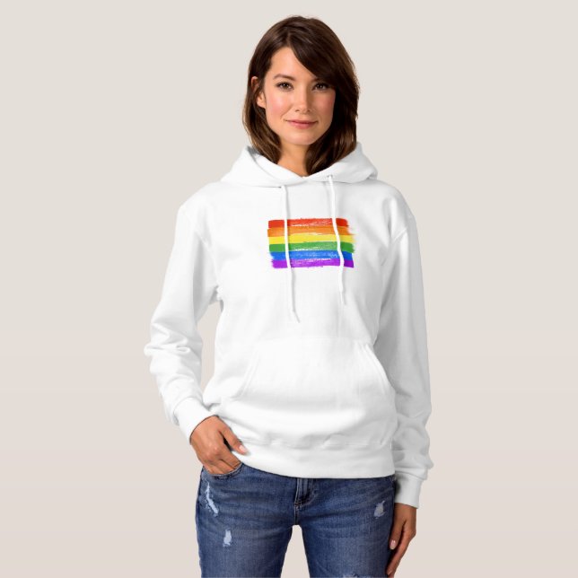PAINTED LGBTQ PRIDE FLAG - copy -  Hoodie (Front Full)