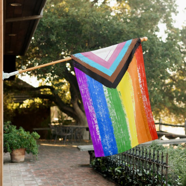 Painted LGBTQ+ Progress Pride Flag (In SItu)