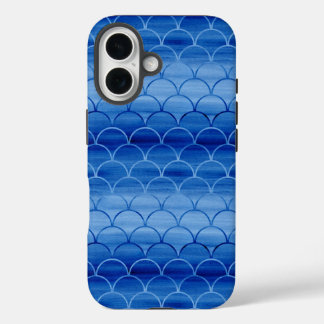 Painted Light to Dark Blue Scale Pattern iPhone 16 Case