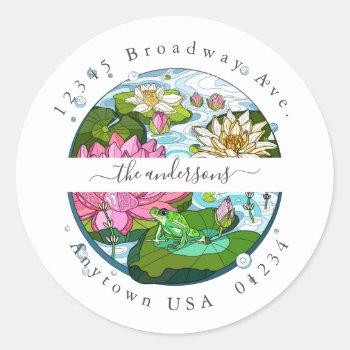 Painted Lily Pads; Return Address Envelope Seal by PicturesByDesign at Zazzle