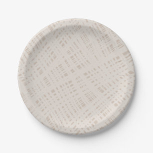 Painted Linen Neutral Beige Burlap Pattern Paper Plates
