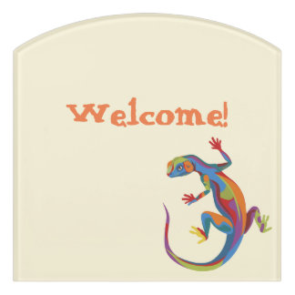 Painted Lizard Door Sign