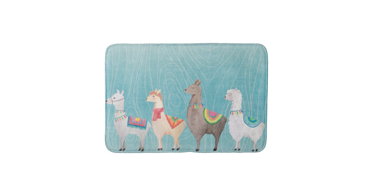 Painted Llamas Bath Mat Zazzle