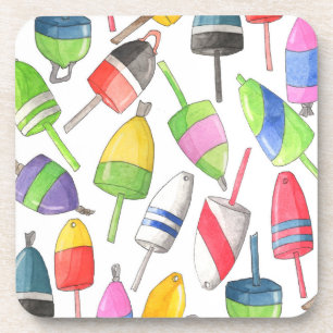 Painted Lobster Buoys Beverage Coaster