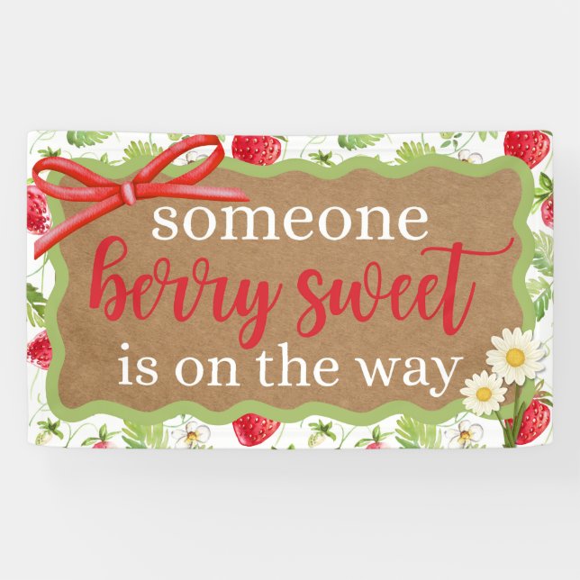 Painted Look Banner Baby Shower Girl Strawberry  (Horizontal)