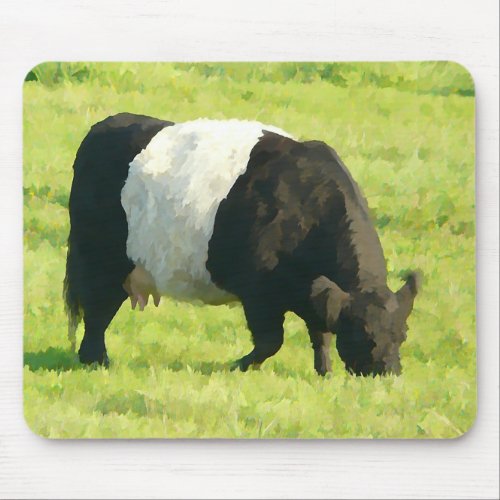 Painted Look Belted Galloway Cow in Field Mouse Pad