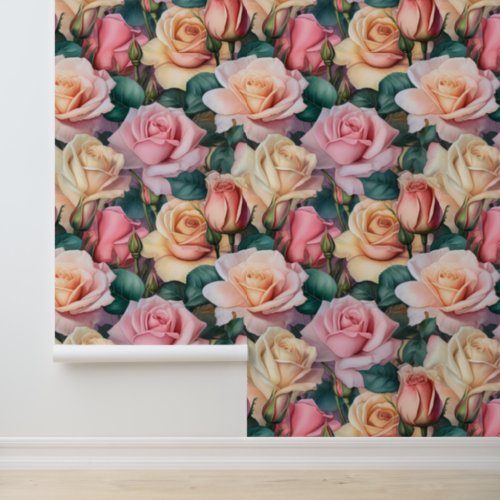 Painted Look Rose Floral Flower  Wallpaper