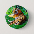 Painted Lounging Tiger Wildlife Pinback