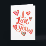 Painted Love and Hearts Anniversary Card<br><div class="desc">Hand painted lettering and hearts send a sweet message of love with a modern twist of color.</div>
