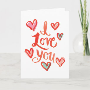 Painted Love and Hearts Anniversary Card