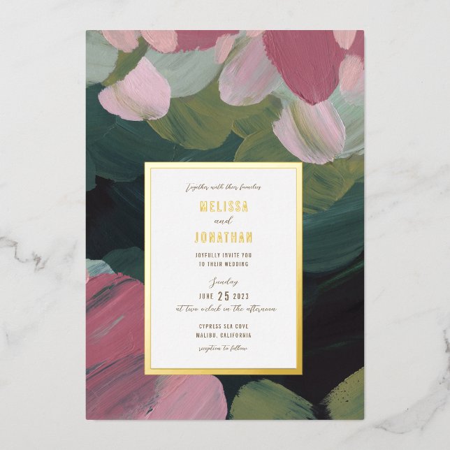 Painted Love Wedding Invitation Foil Invitation (Front)
