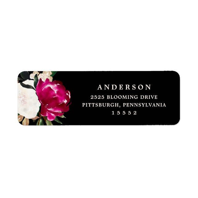 Painted Magnolia on Black | Wedding Label (Front)