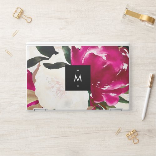 Painted Magnolia with Black  Monogram HP Laptop Skin