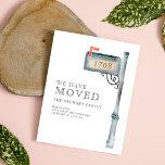Painted mailbox watercolor new home moving announcement postcard<br><div class="desc">send your new address to friends and family with this cool and modern hand painted gray watercolor mailbox  with modern typography. Perfect moving announcement. Add your house number.</div>