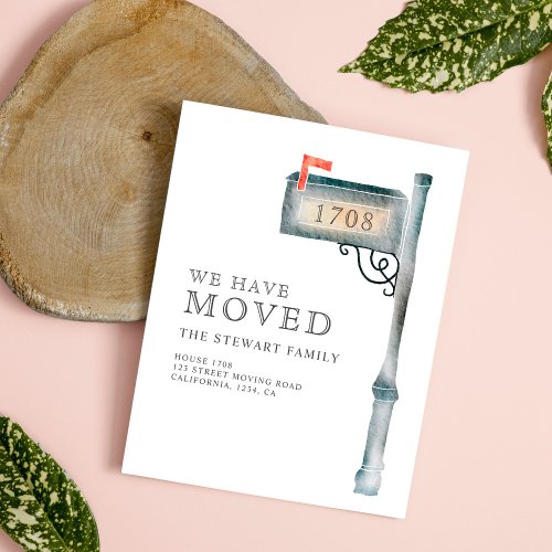 Painted mailbox watercolor new home moving announcement postcard