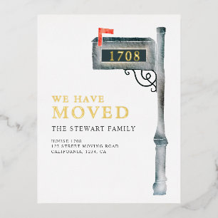 Painted mailbox watercolor new home moving foil invitation postcard