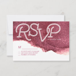 Painted marsala pink modern simple wedding RSVP