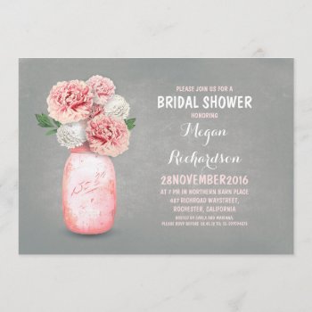 Painted Mason Jar Rustic Bridal Shower Invitations by jinaiji at Zazzle