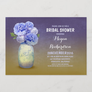 Painted mason jar rustic bridal shower invitations