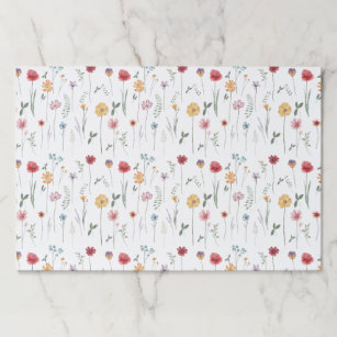 Painted Meadow Wildflower Pattern Paper Placemats