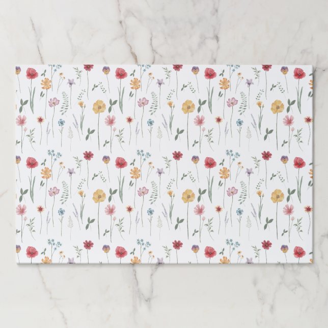 Painted Meadow Wildflower Pattern Paper Placemats (Front)