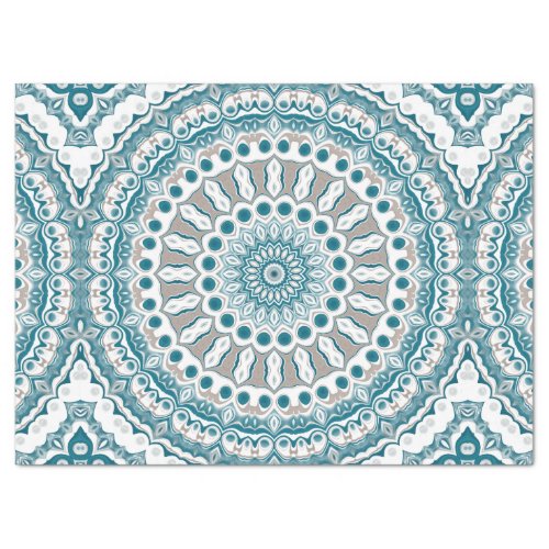 Painted Medallion Pattern in Blue and Gray Tissue Paper