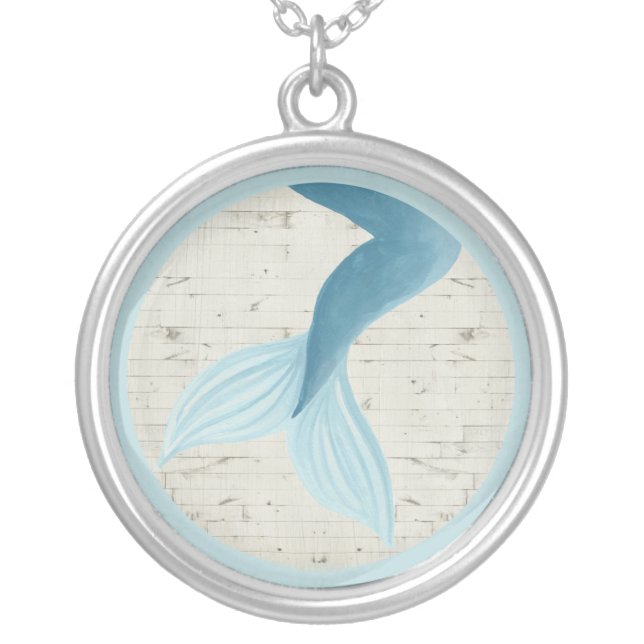Painted Mermaid Collection Silver Plated Necklace (Front)