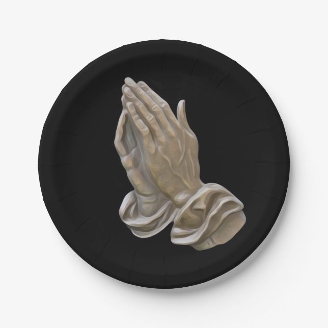 Painted Metal Looking Prayer Hands Paper Plates (Front)