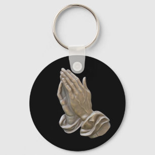 Painted Metal Looking Praying Hands Keychain