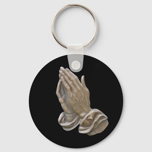 Painted Metal Looking Praying Hands Keychain (Front)