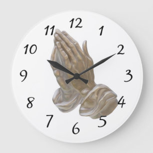 Painted Metal Looking Praying Hands Large Clock