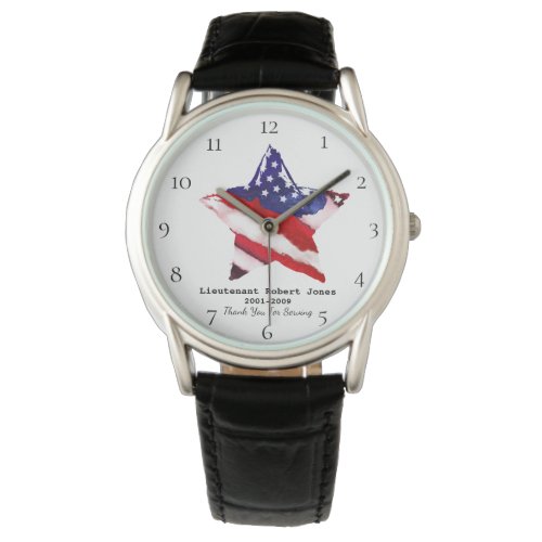  Painted Military Veteran Red White Blue Flag Watch