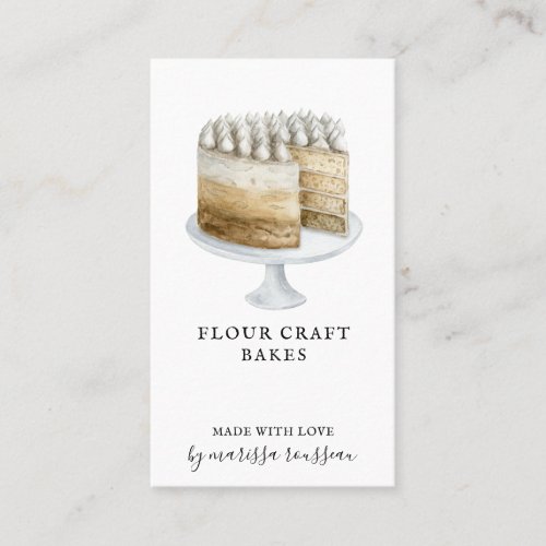 Painted Mocha Layer Cake Dessert Caterer Business Card