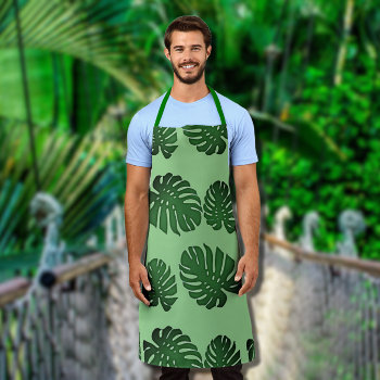 Painted Monstera -exotic  All-over Print Apron by almawad at Zazzle