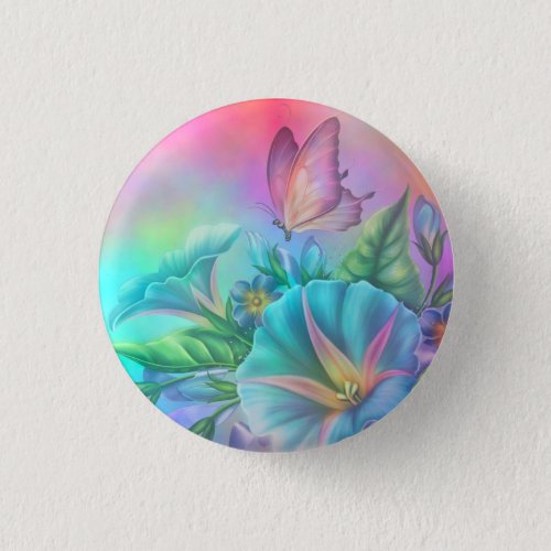 Painted Morning Glories Button