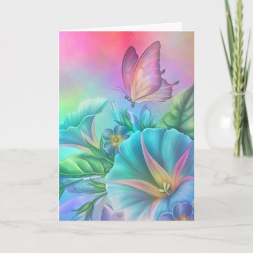 Painted Morning Glories Card