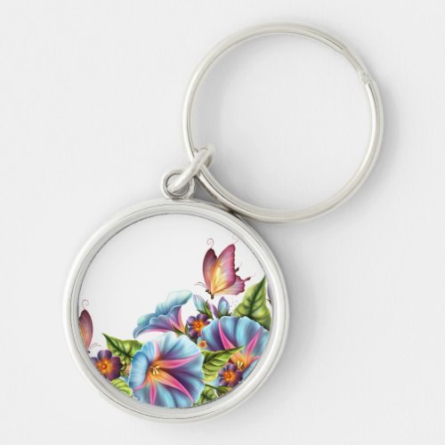 Painted Morning Glories Keychain