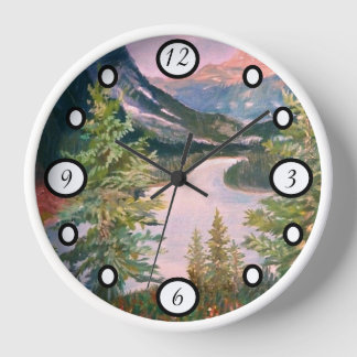 Painted Mountain scenery Clock