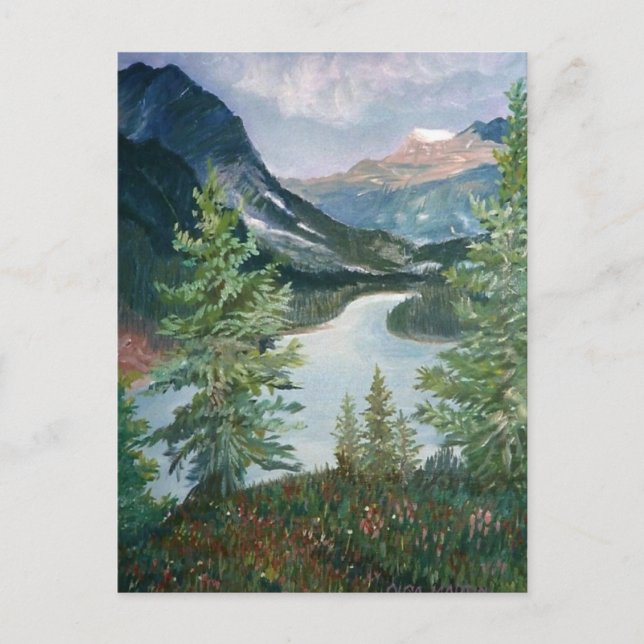Painted Mountain scenery Postcard (Front)