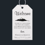 Painted Mountain Wedding Welcome Bag Gift Tags<br><div class="desc">Simple decorative flourish with painted mountain,  wedding welcome gift bag tags. Personalize and customize text font style,  color and size.</div>